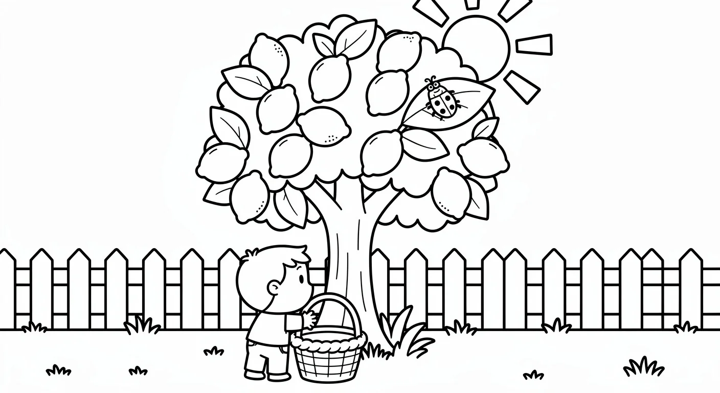 Dibujo de Limonero en jardín para Colorear