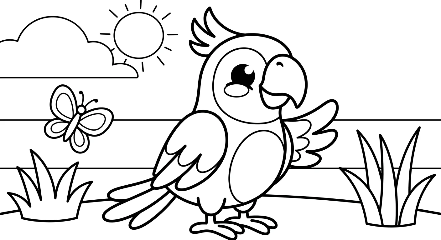Parrot Coloring Picture for Kids Ages 2 to 5