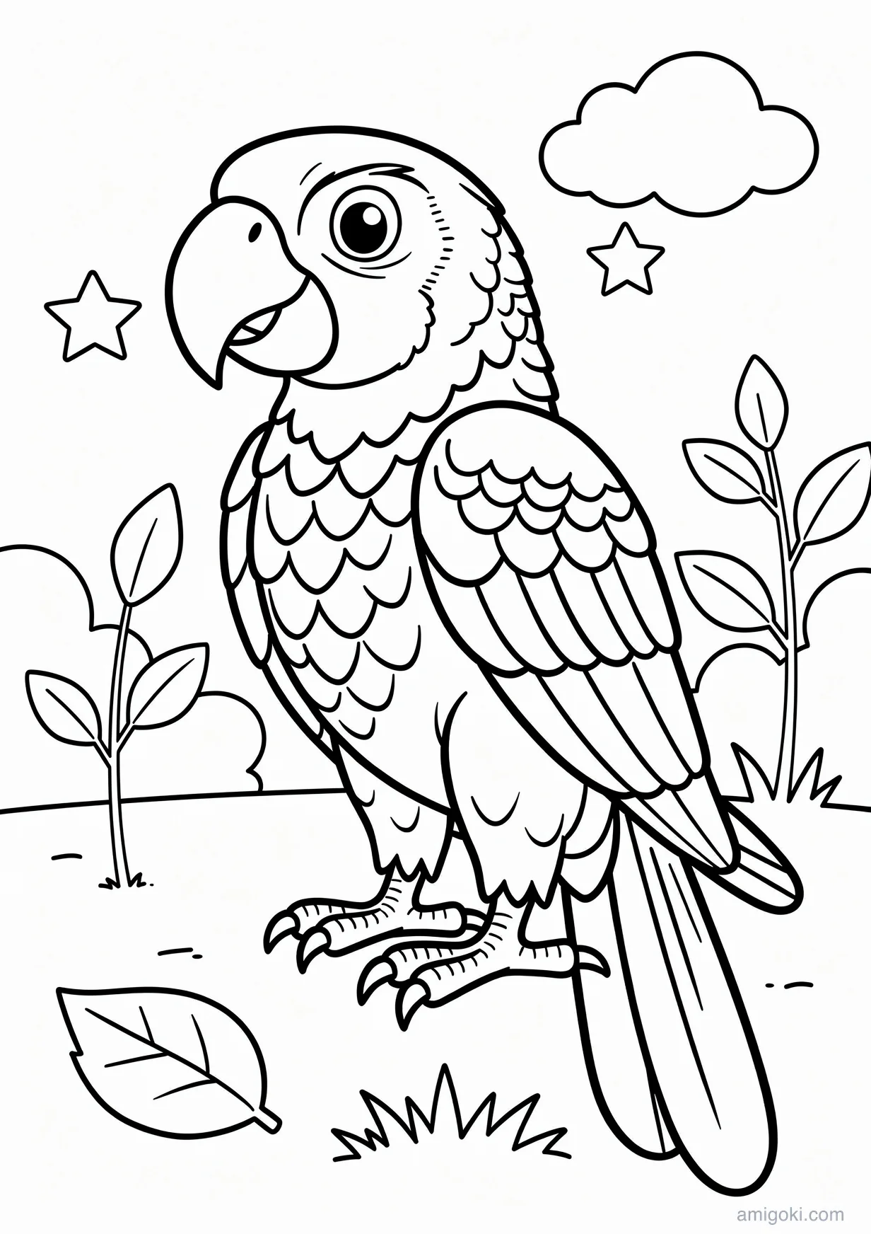 Dibujo de Loro para Colorear para Mayores de 6 Años