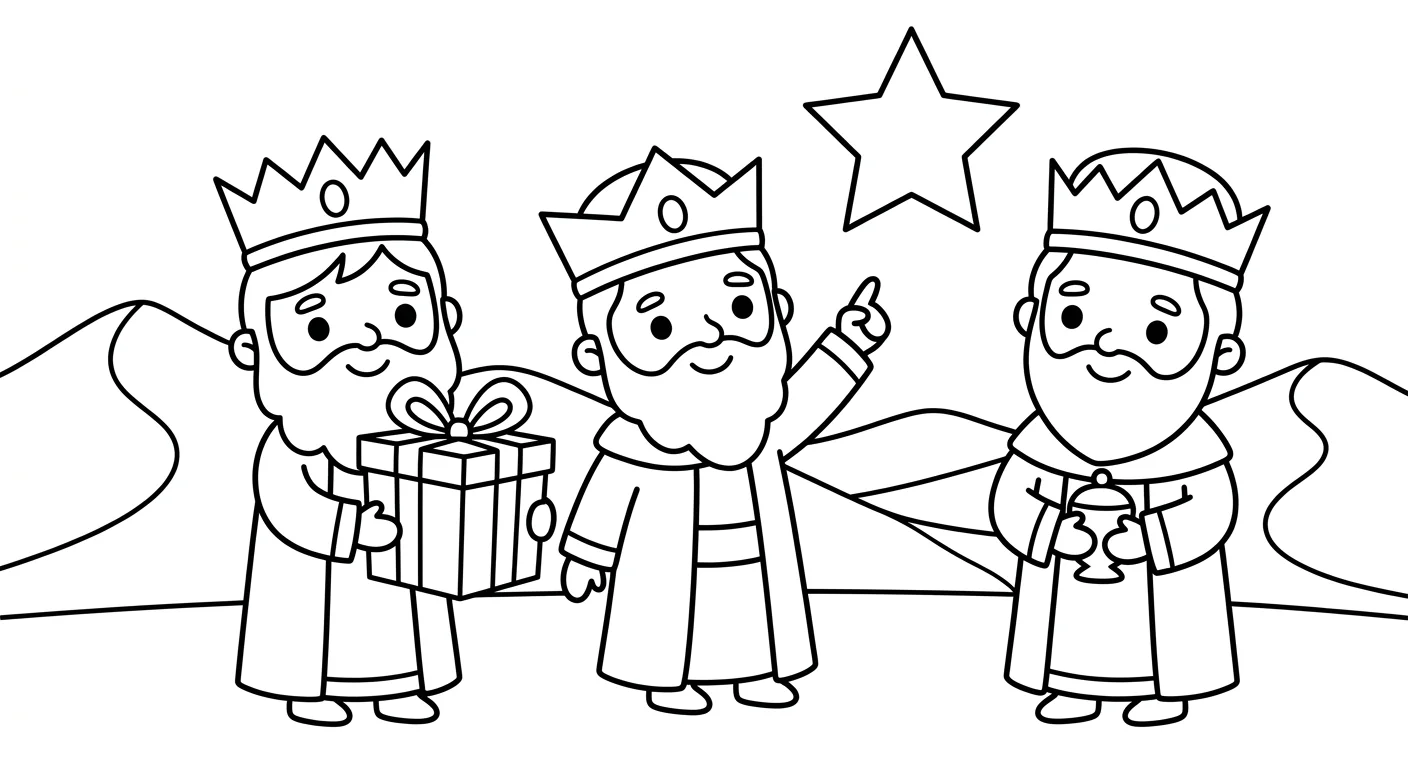 Three Wise Men Coloring Pages for Kids Ages 2-5