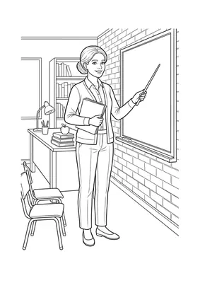Professora para colorir — ficha de profissões imprimível