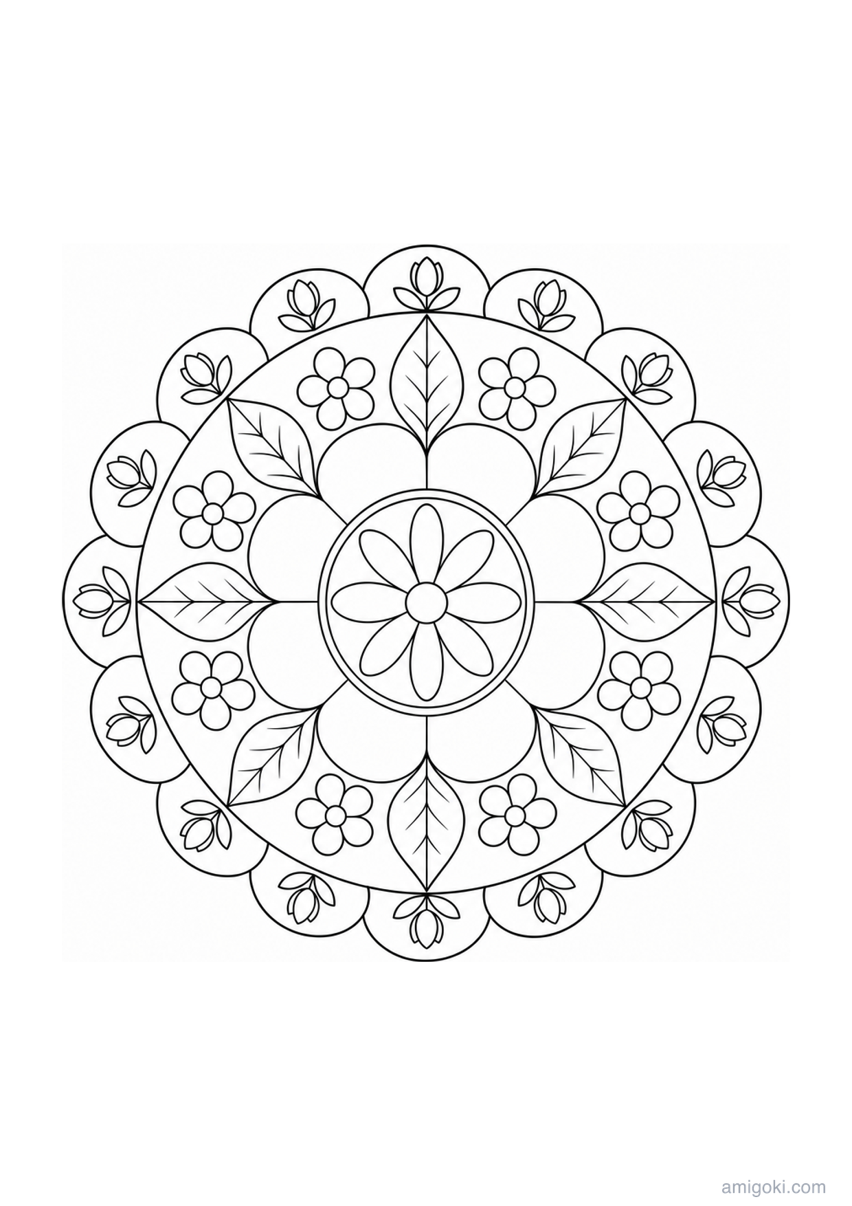 Mandala de Margaritas para Colorear e Imprimir