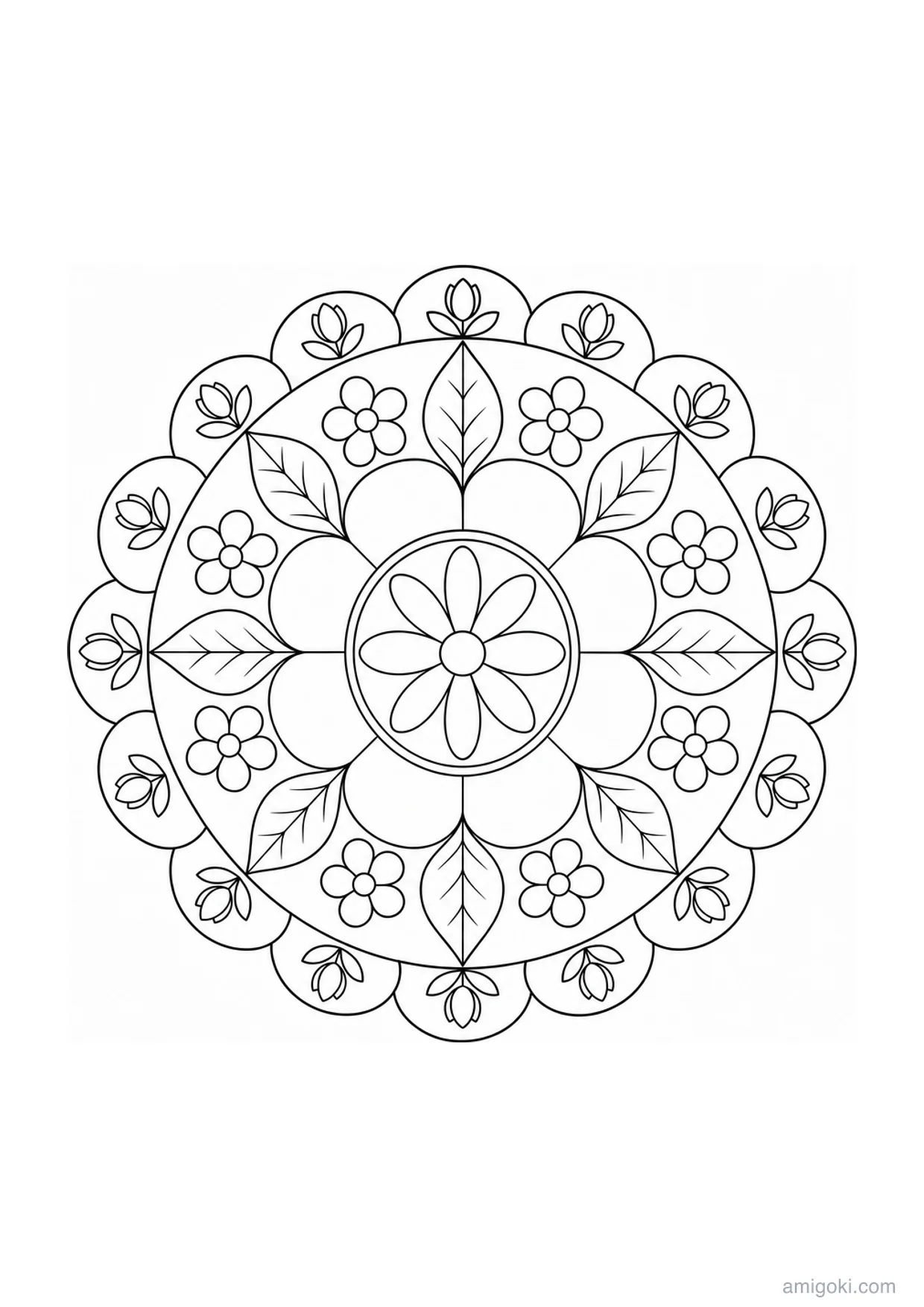 Daisy Mandala Coloring Page to Print Free