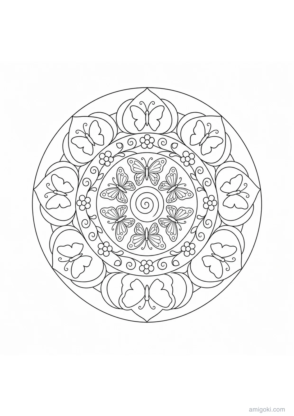 Mandala de Mariposas para Colorear e Imprimir