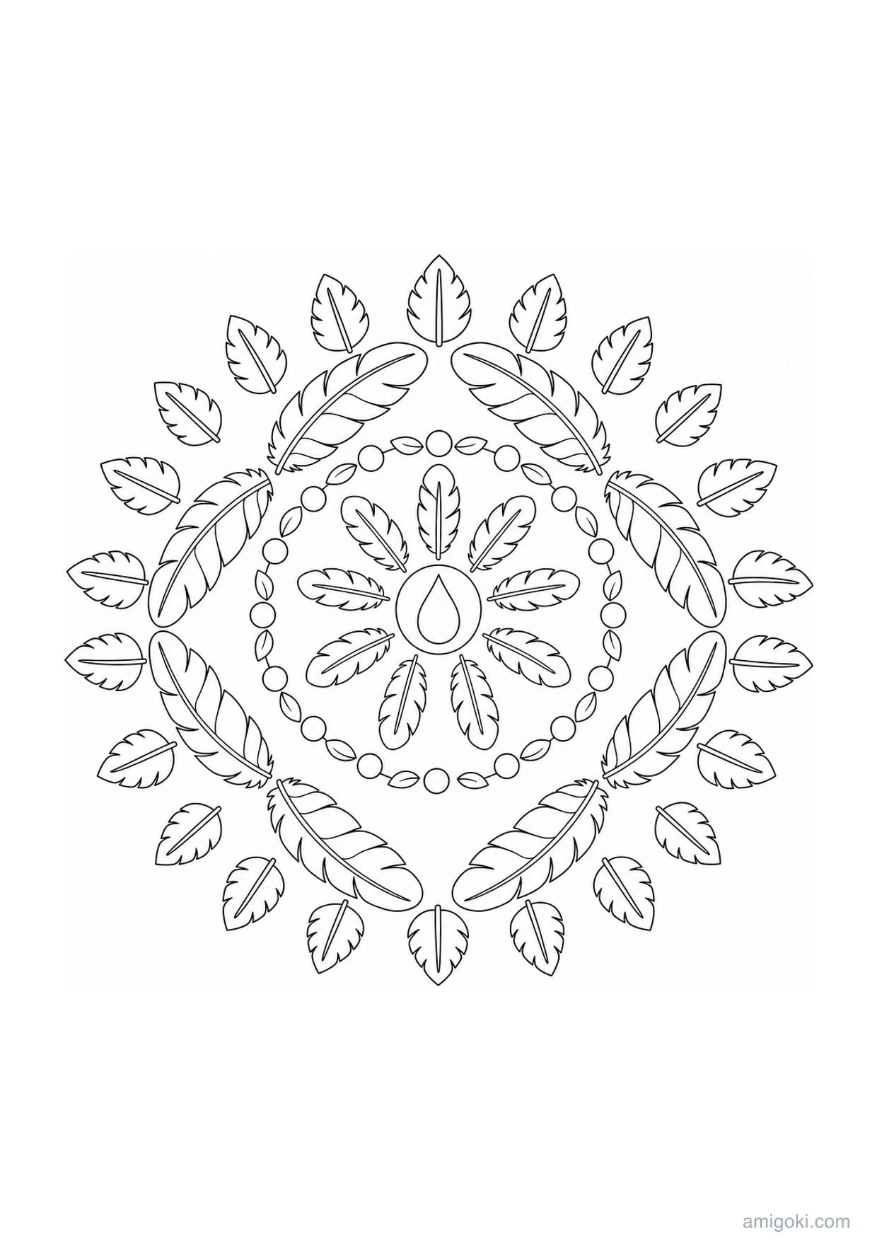 Mandala de Plumes à Colorier et Imprimer