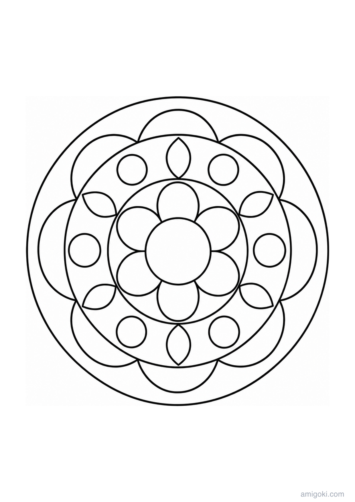 Mandala Facile de Pétales à Colorier et Imprimer