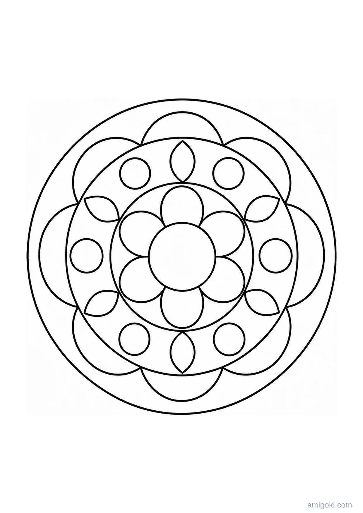 Mandala Fácil de Pétalas para Colorir e Imprimir