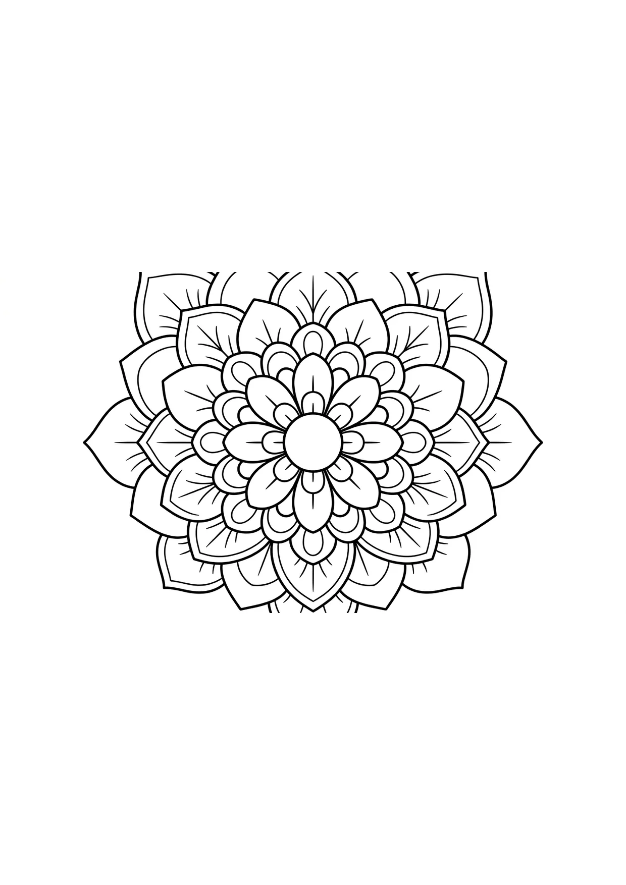 Mandala Floral Simple à Colorier pour Enfants de 2 à 5 Ans