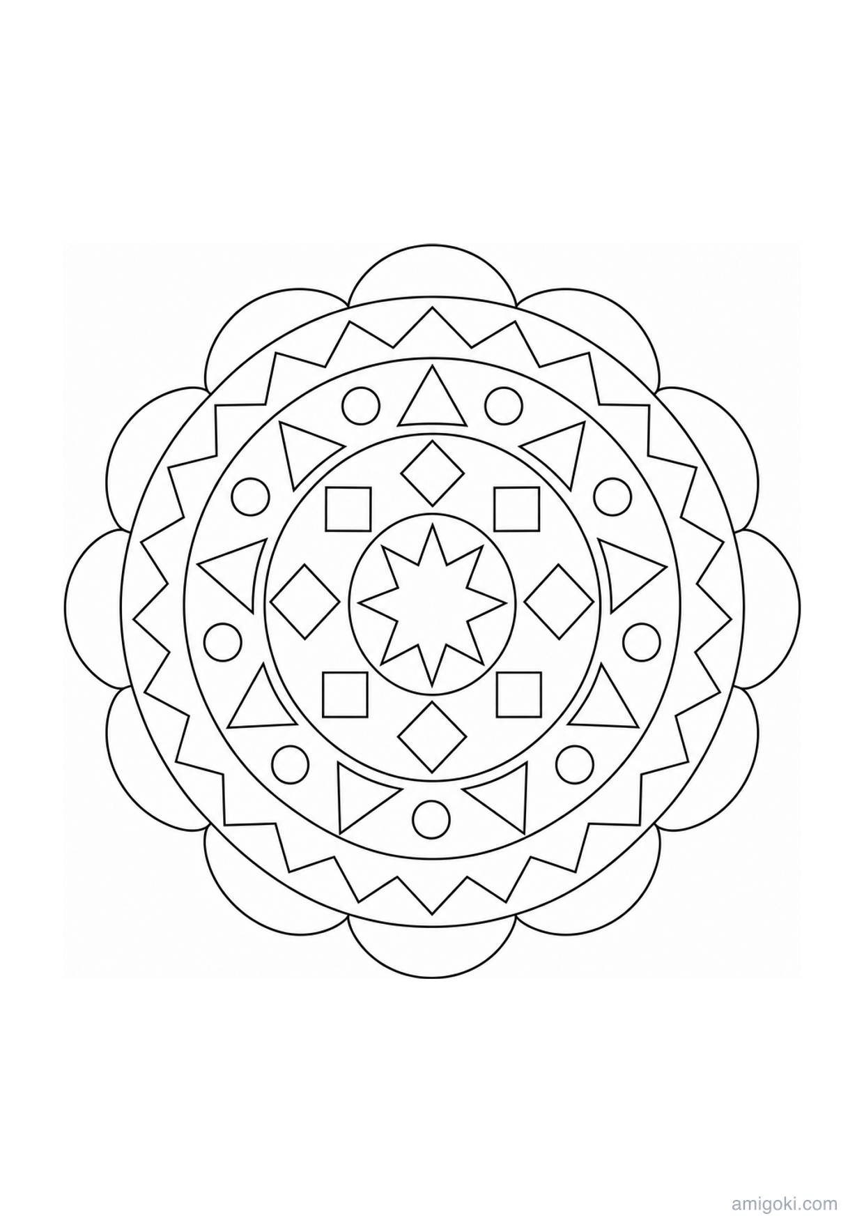 Mandala Geométrico para Colorear e Imprimir