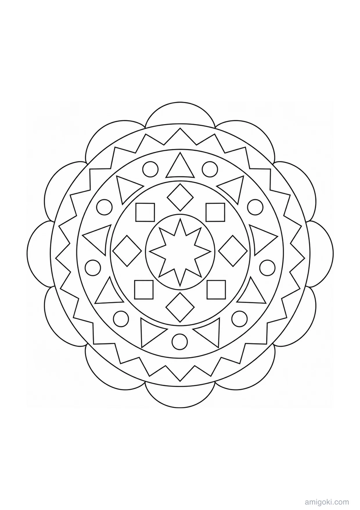 Mandala Geométrica para Colorir e Imprimir