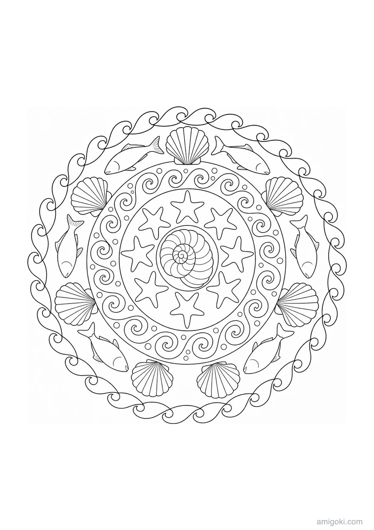 Mandala Marin à Colorier et Imprimer