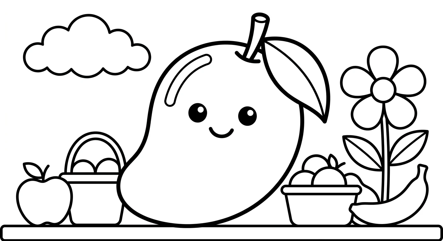 Dibujo de Mango para Colorear para Niños de 2 a 5 Años