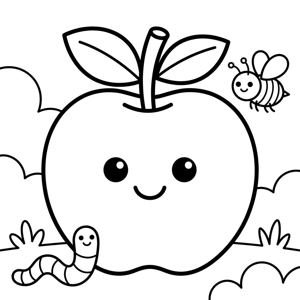 Dibujo de Manzana para Colorear para Niños de 2 a 5 Años