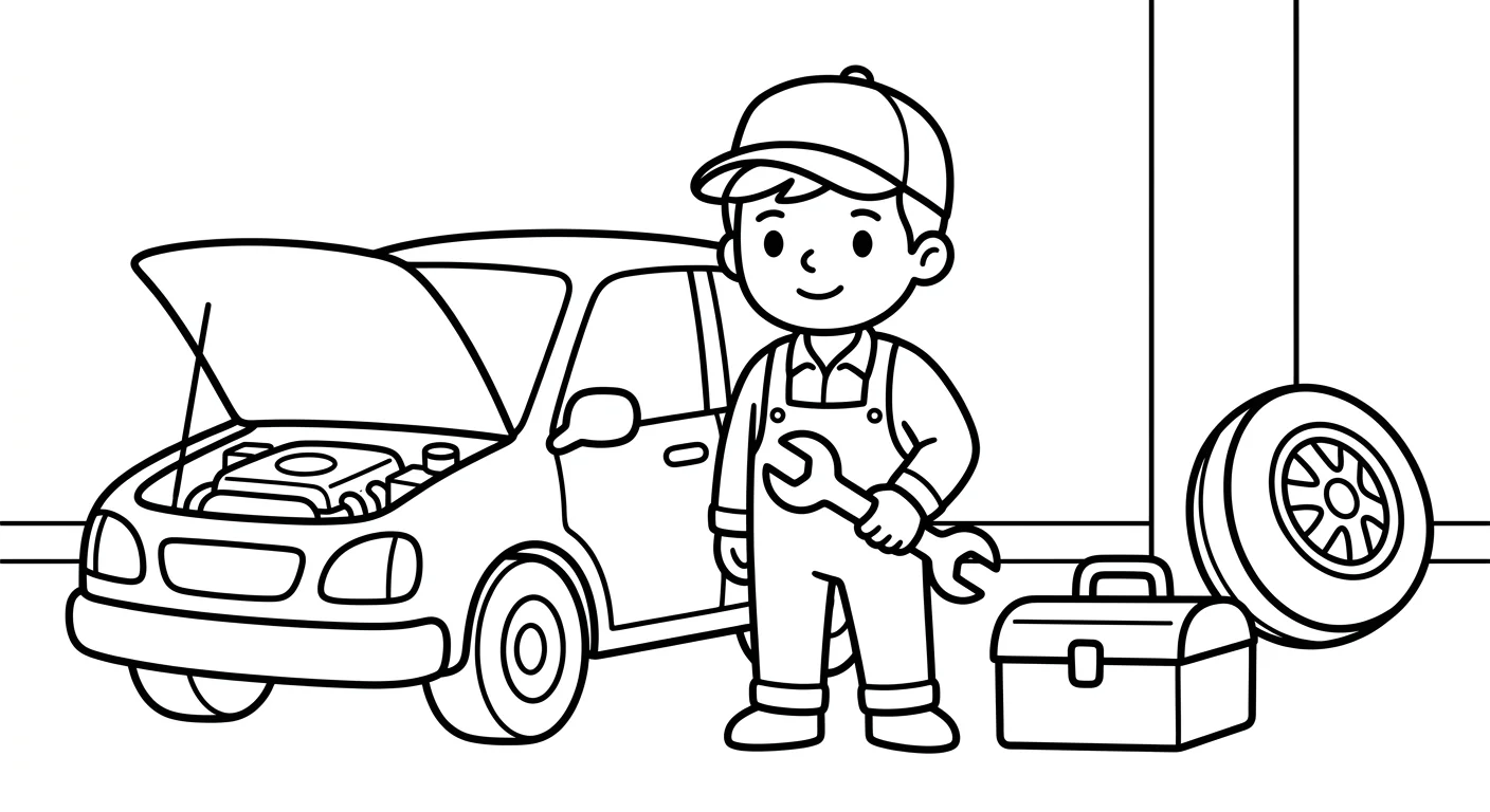 Dibujo de Mecánico para Colorear