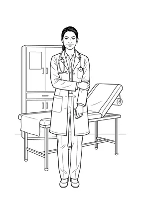Médico para colorir — ficha de profissões imprimível