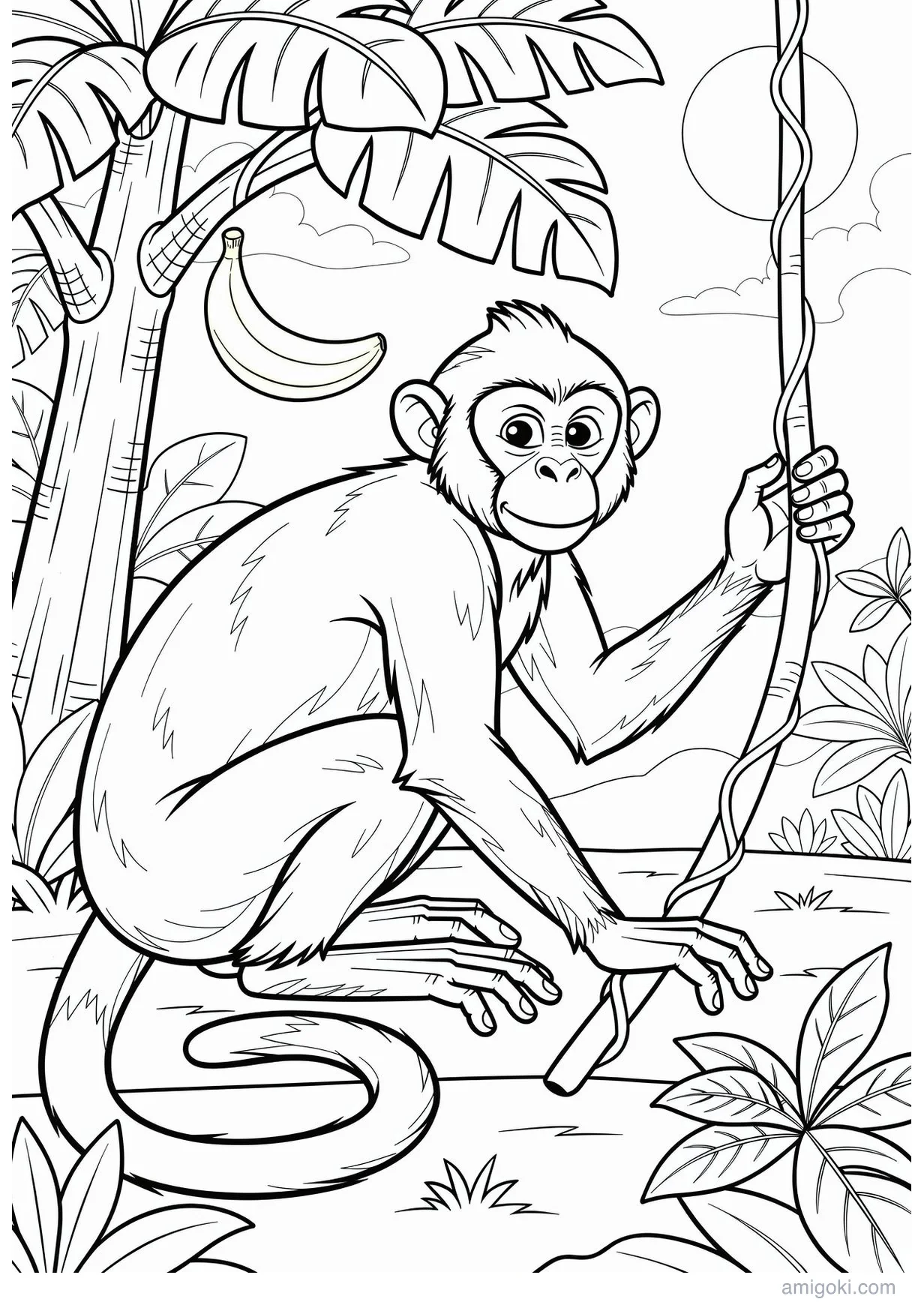 Dessin de Singe à Colorier pour Enfants de 6 Ans et Plus