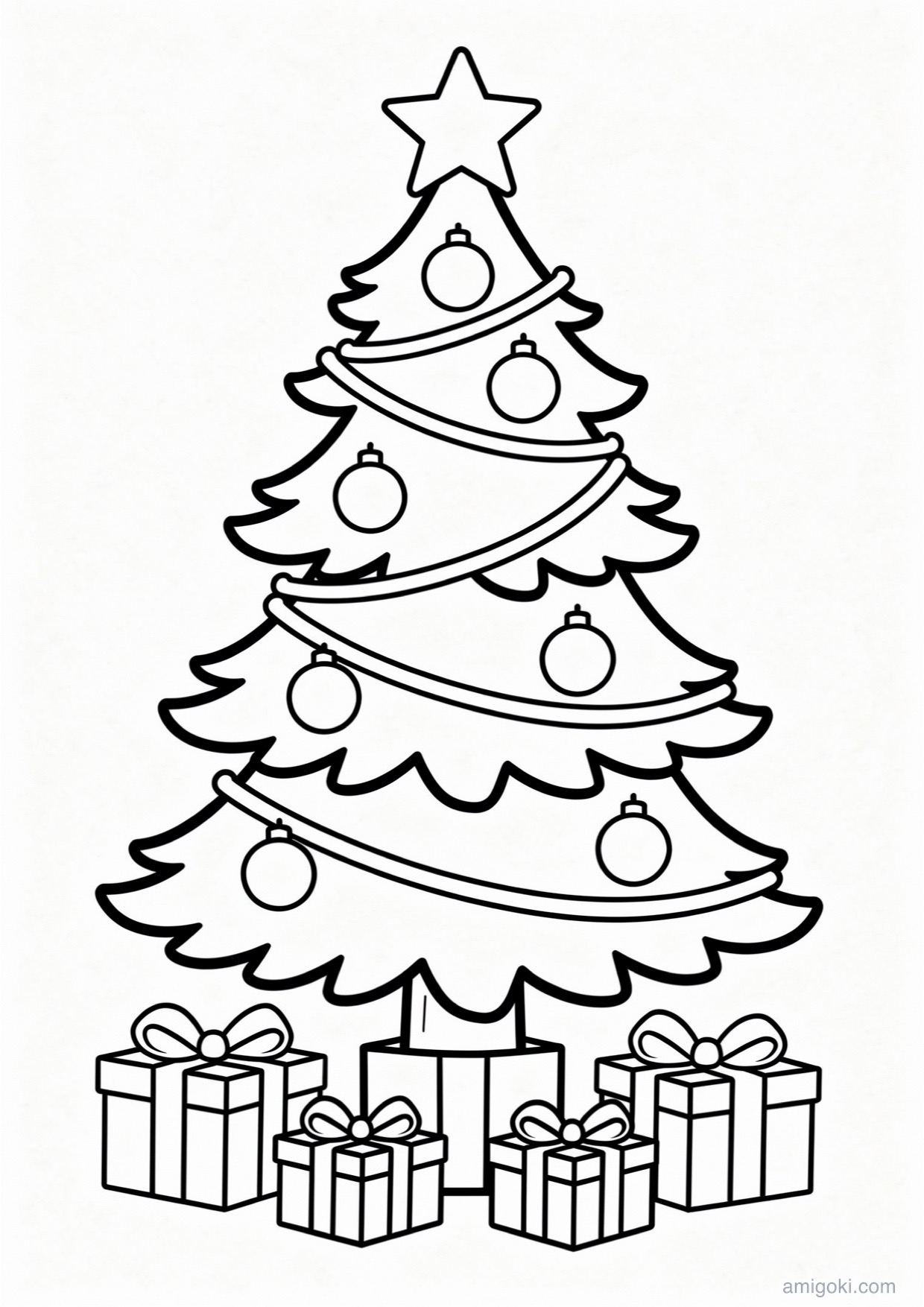 Christmas Tree Coloring Page to Print Free