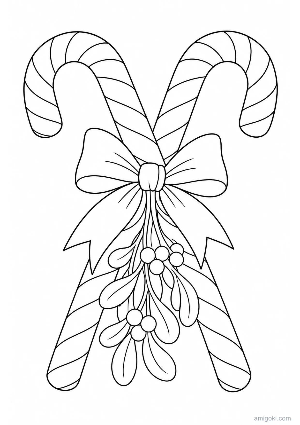 Candy Canes Coloring Page to Print Free