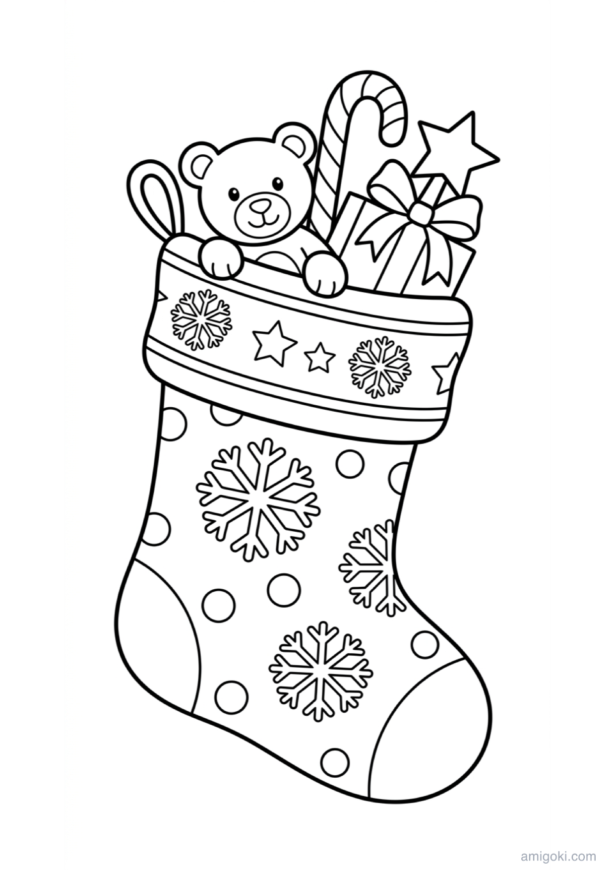Christmas Stocking Coloring Page to Print Free