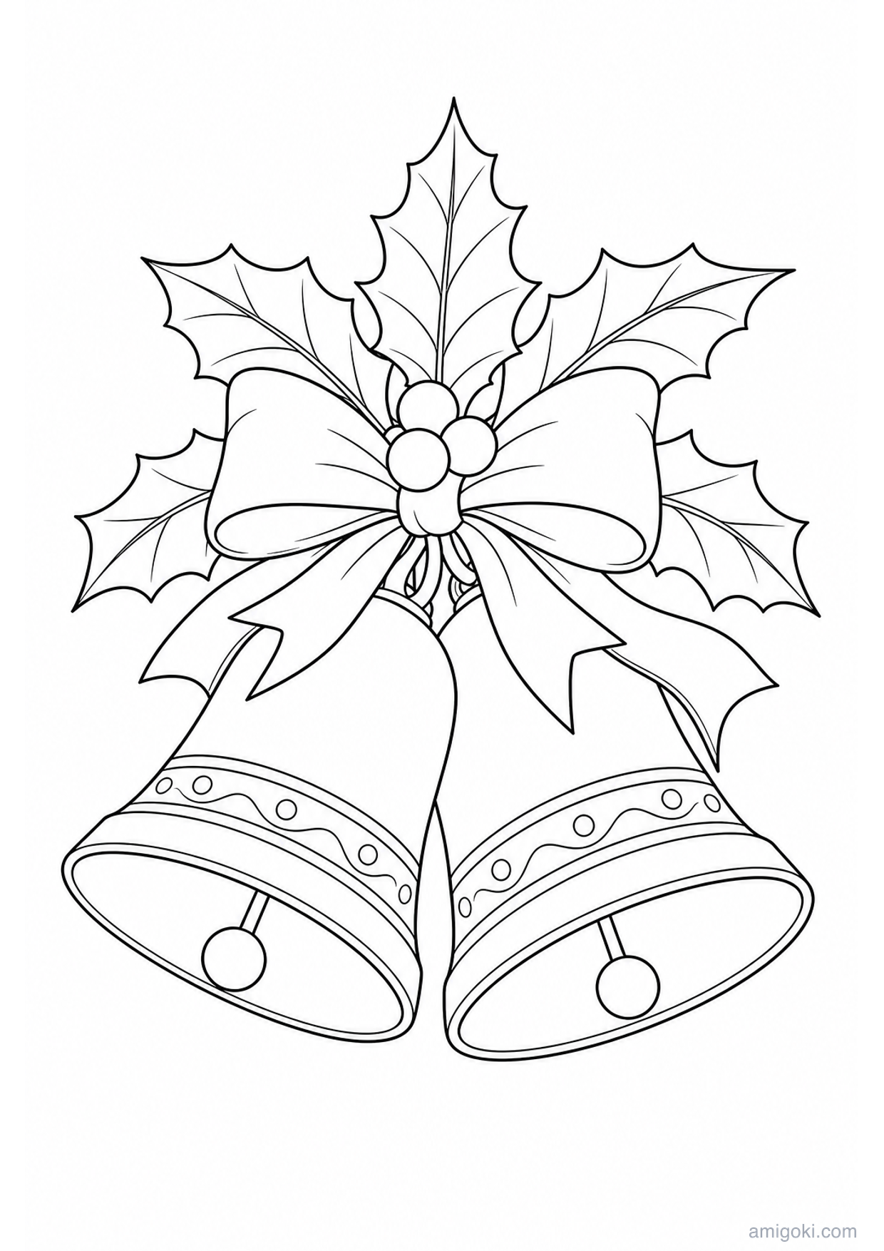 Christmas Bells Coloring Page to Print Free