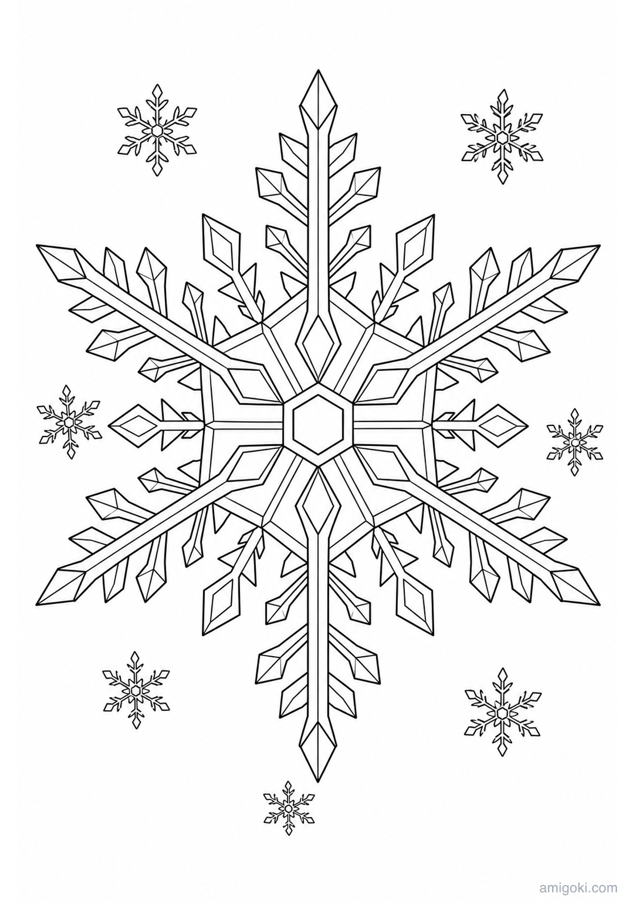 Desenho de Floco de Neve para Colorir e Imprimir
