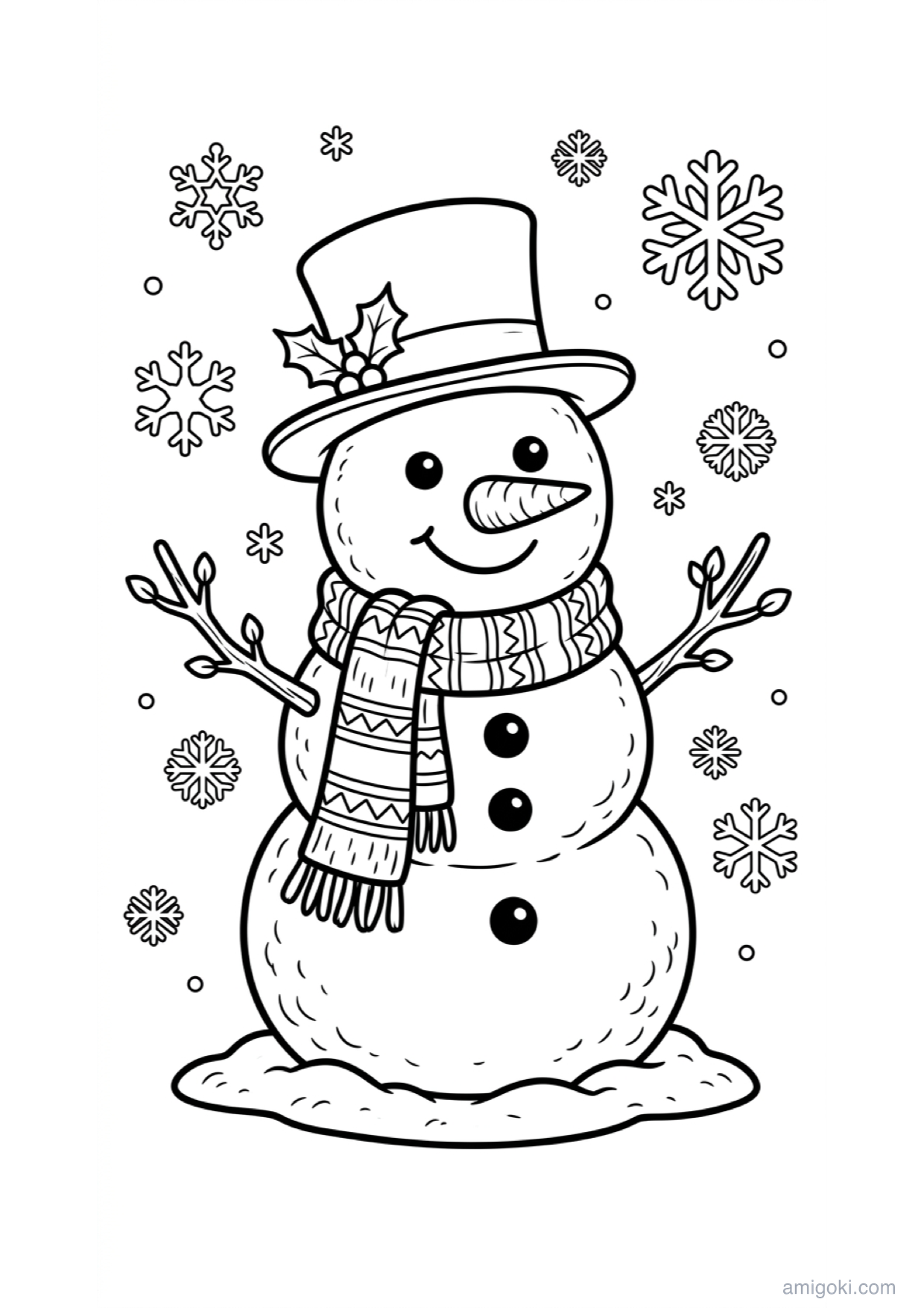 Snowman Coloring Page to Print Free