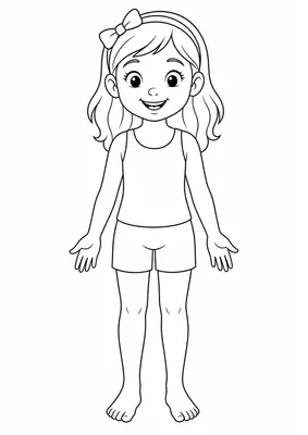 Menina (corpo inteiro) para colorir — ficha do corpo humano imprimível