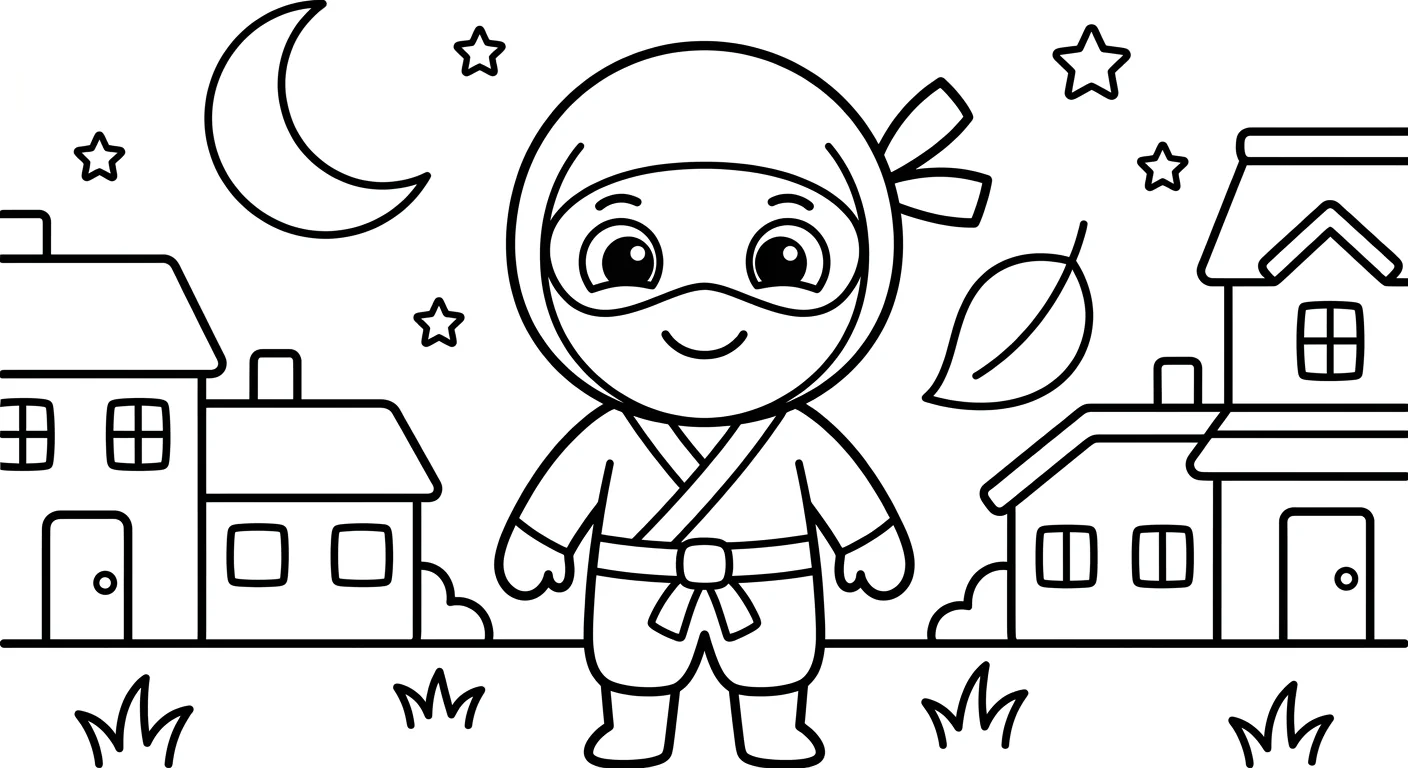Dessin de Ninja à Colorier pour Enfants de 2 à 5 Ans