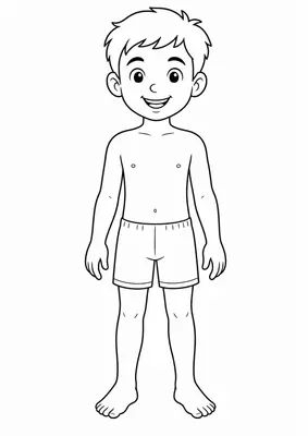 Menino (corpo inteiro) para colorir — ficha do corpo humano imprimível