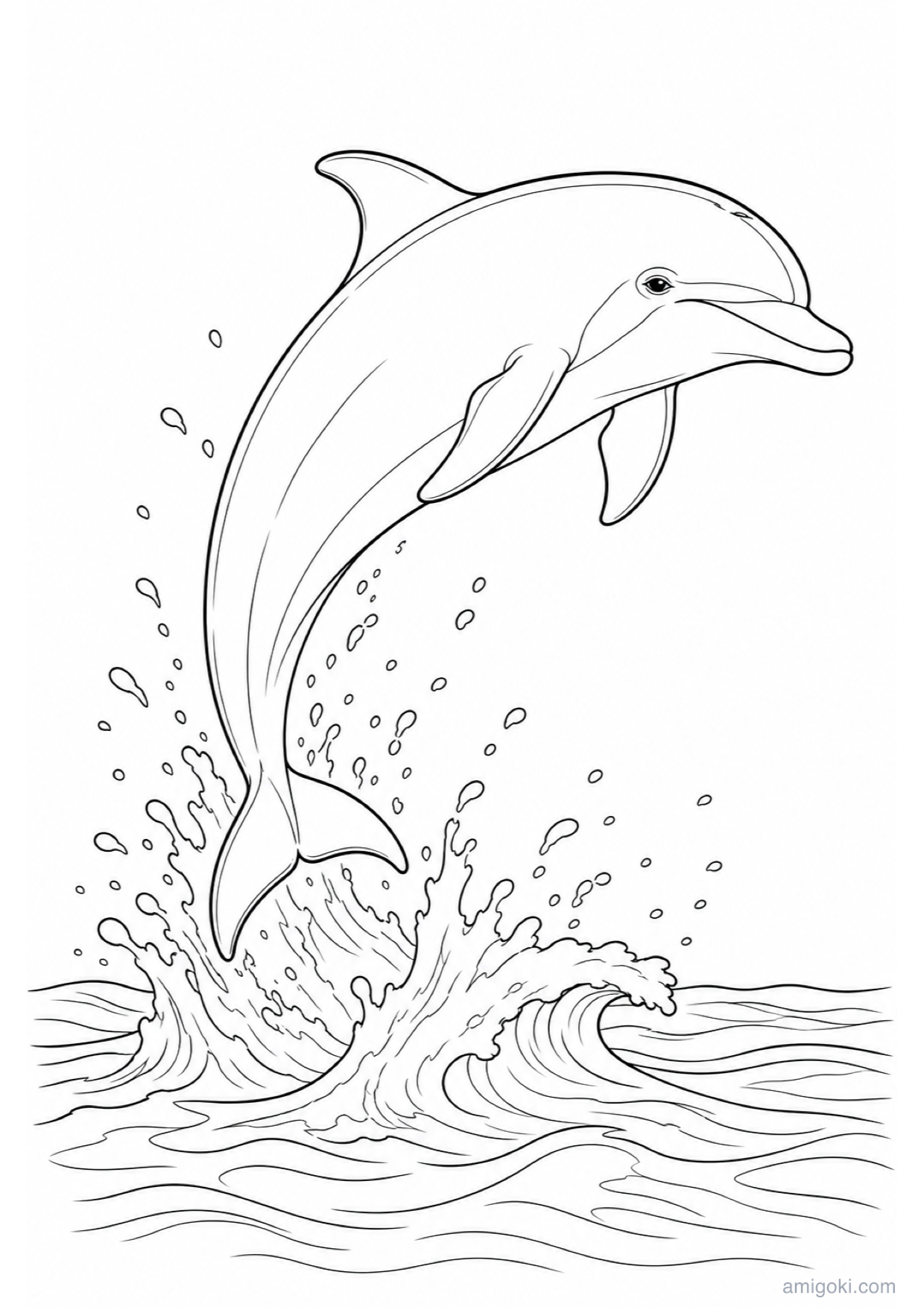 Dibujo de Delfín Saltando para Colorear e Imprimir