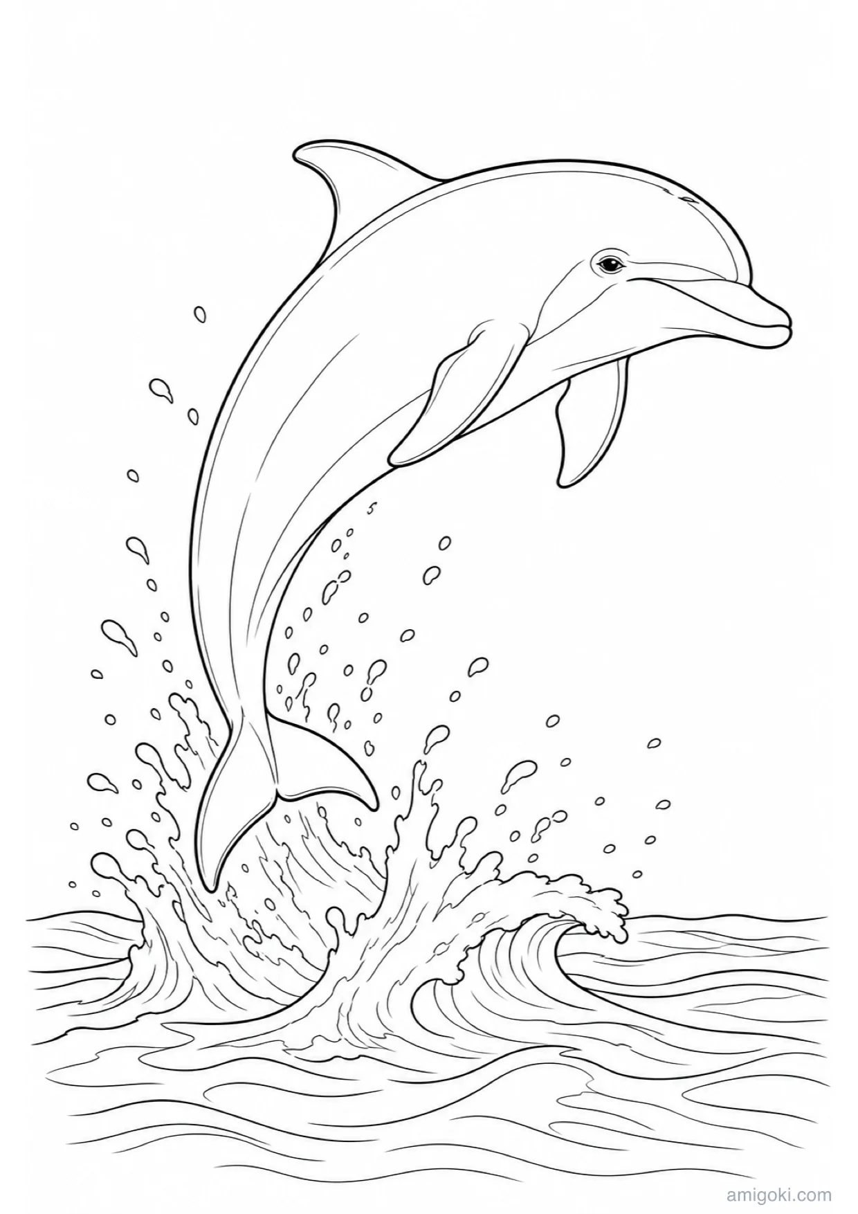 Dibujo de Delfín Saltando para Colorear e Imprimir