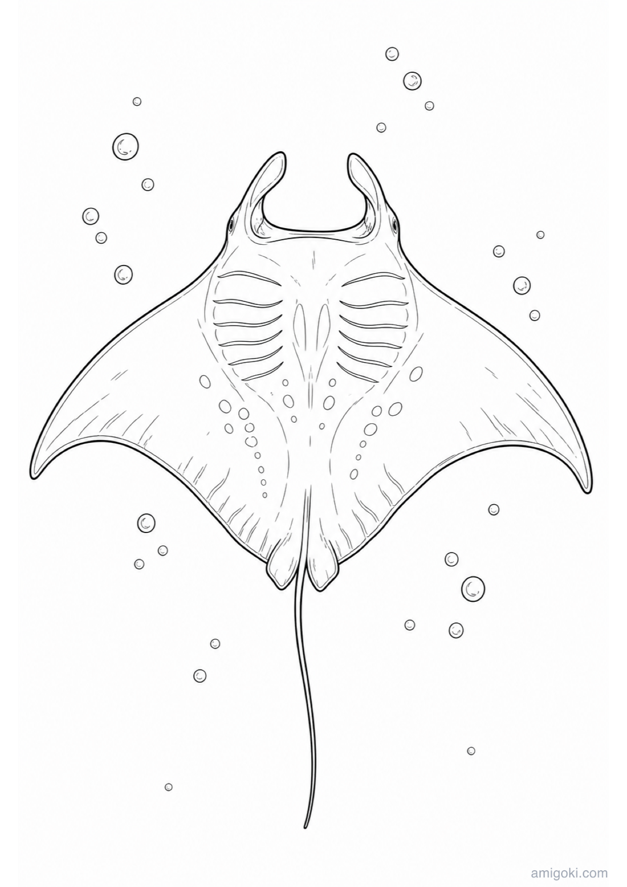 Manta Ray Coloring Page to Print Free