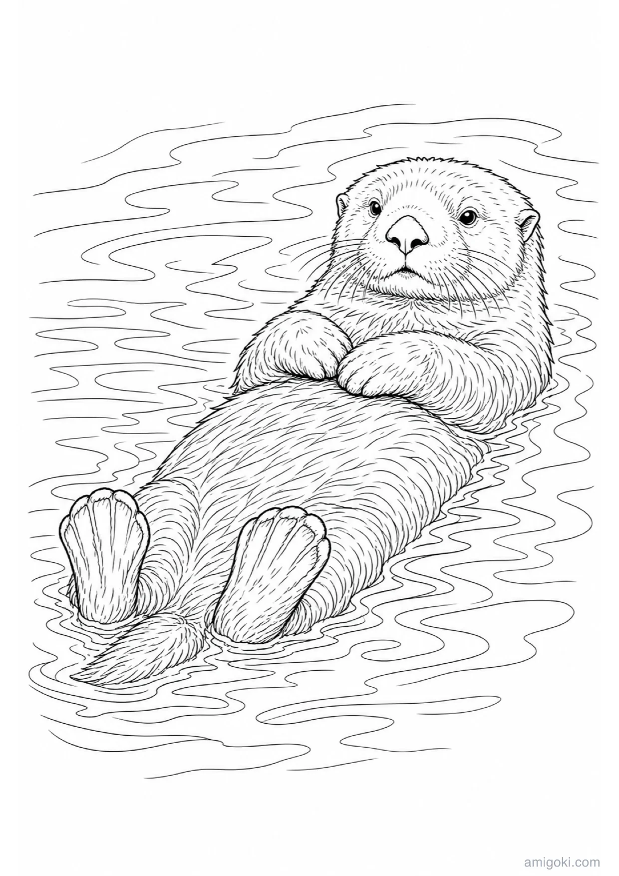 Sea Otter Coloring Page to Print Free