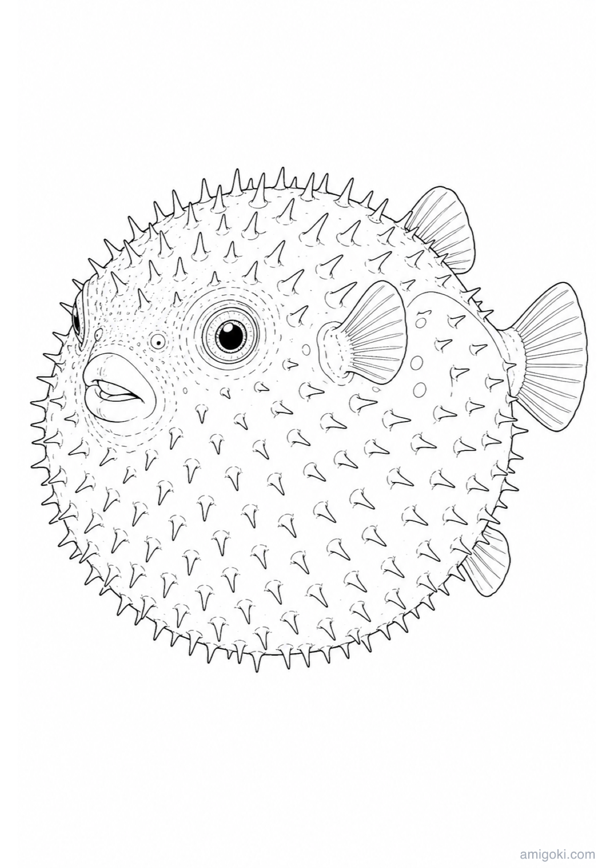 Pufferfish Coloring Page to Print Free