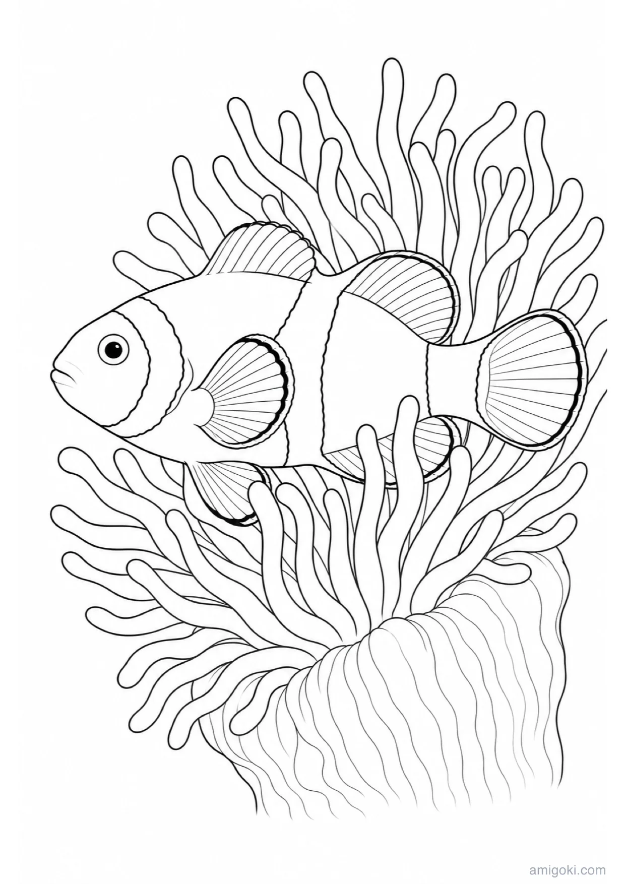 Clownfish Coloring Page to Print Free