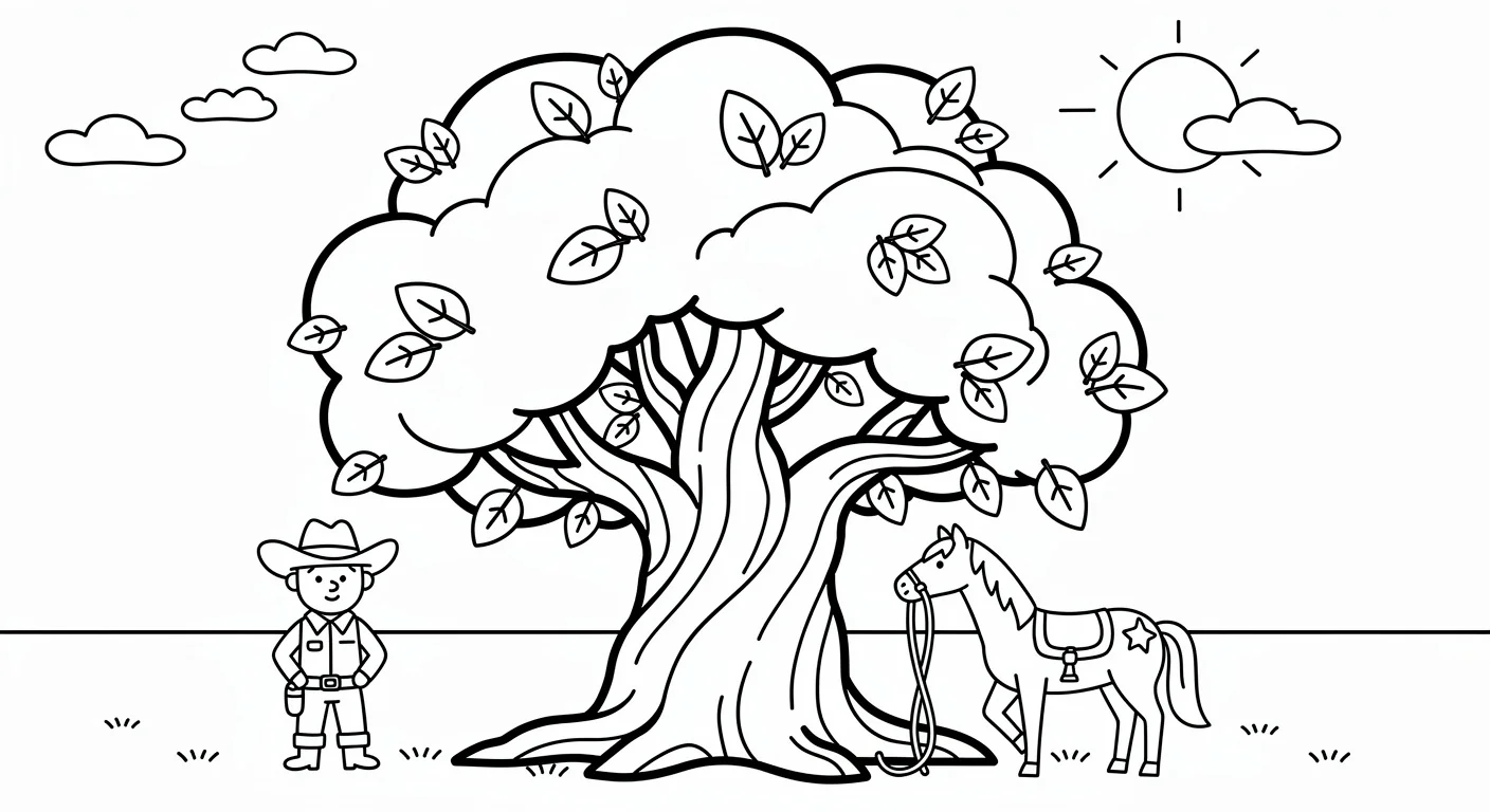 Dibujo de Ombú en pampa argentina para Colorear