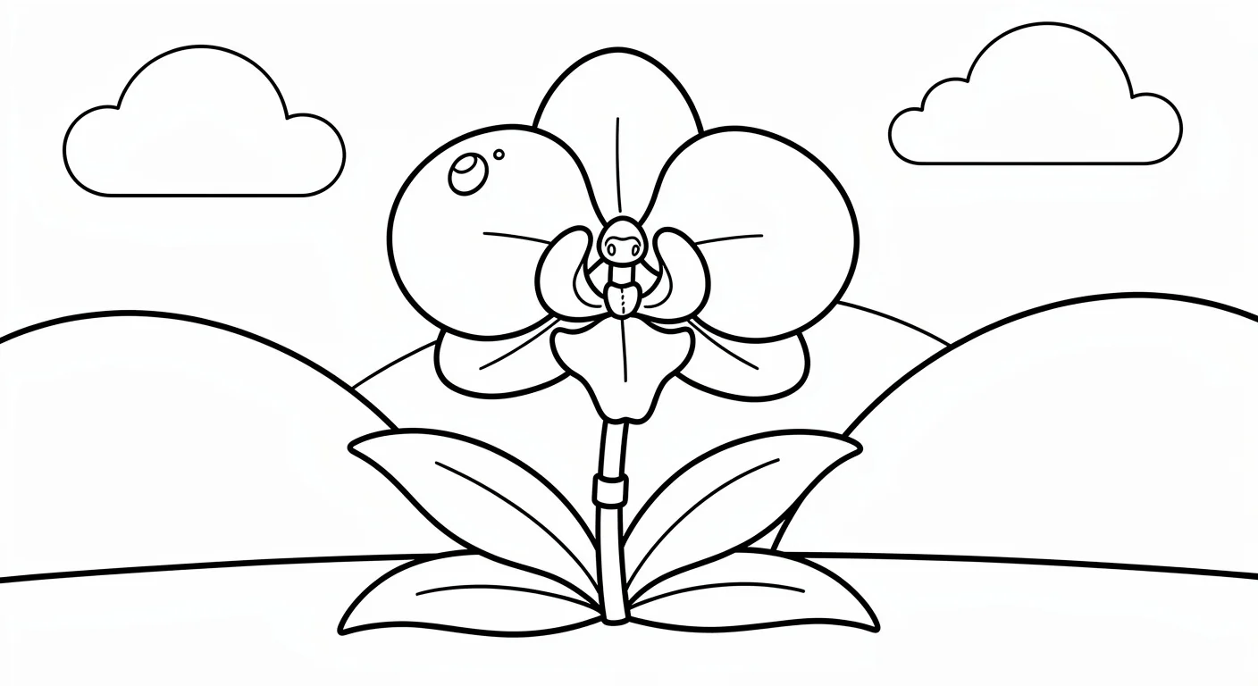 Desenho de Orquídea branca para Colorir