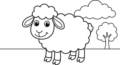 Dibujo de oveja para colorear gratis, imprimible en PDF para niños de 2 a 5 años