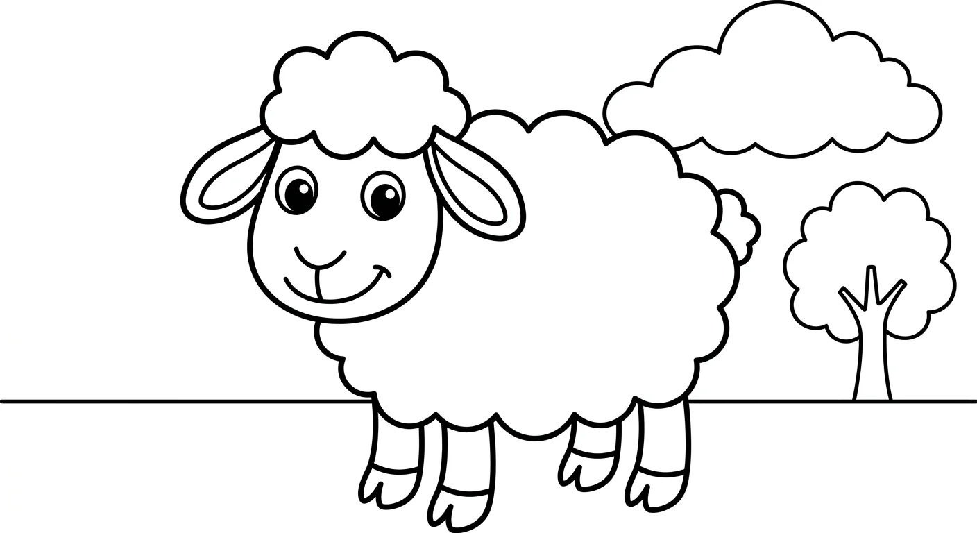Desenho de Ovelha para Colorir para Crianças de 2 a 5 Anos