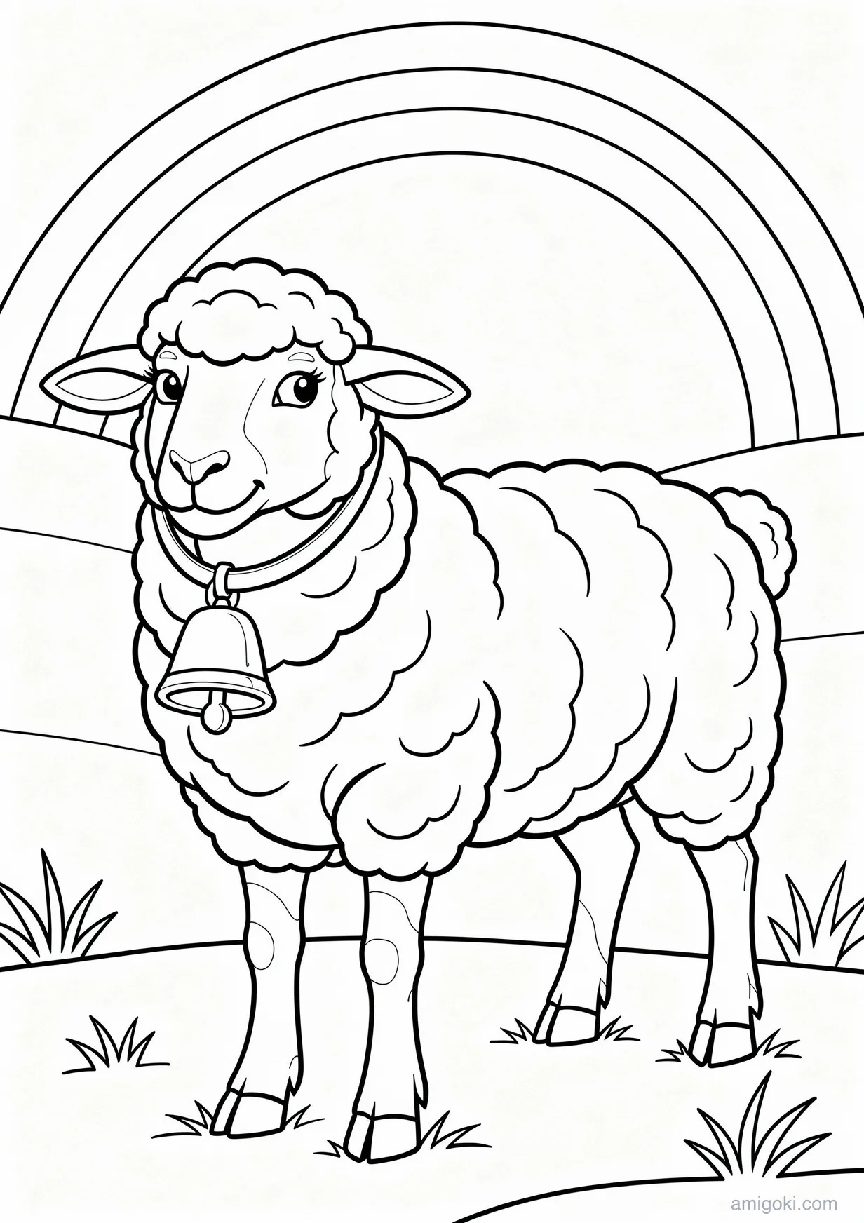 Detailed Sheep Drawing to Color for Ages 6+
