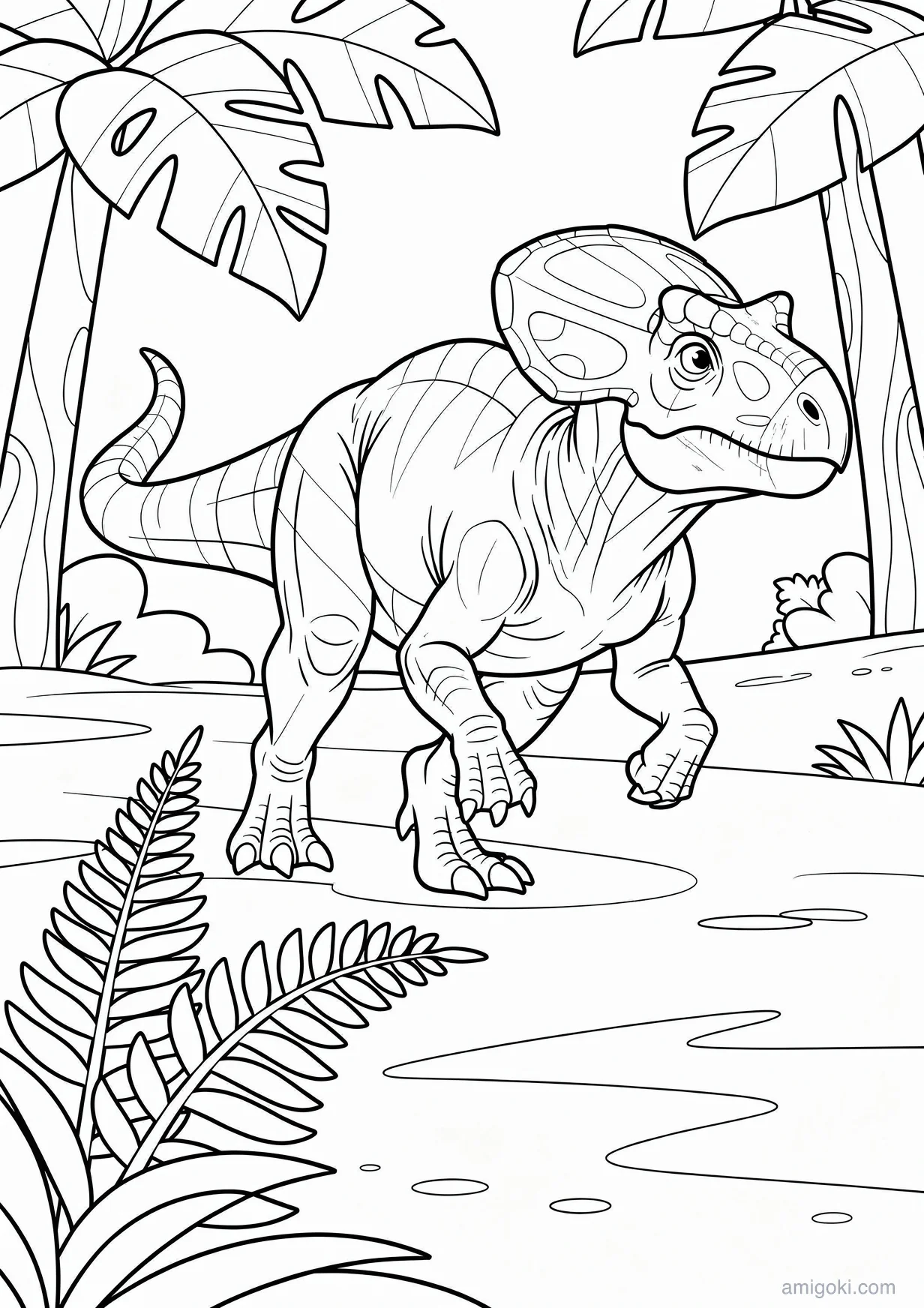 Pachycephalosaurus Coloring Page for Kids Ages 6+
