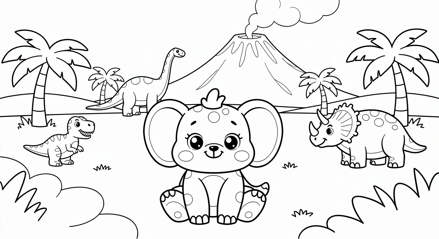 Dibujo de Panorama jurásico para Colorear