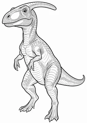 Parasaurolofus coloring page for kids, free printable dinosaur drawing for toddlers