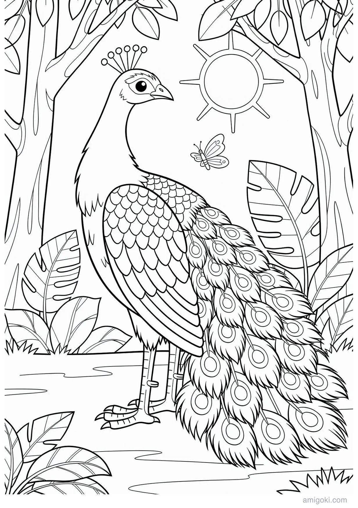 Dibujo de Pavo real para Colorear para Mayores de 6 Años