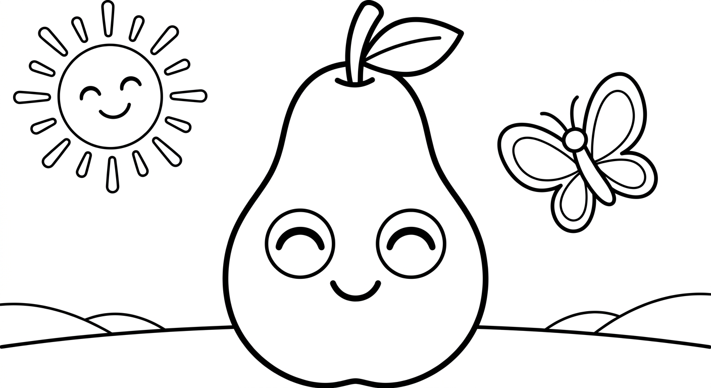 Dibujo de Pera para Colorear para Niños de 2 a 5 Años