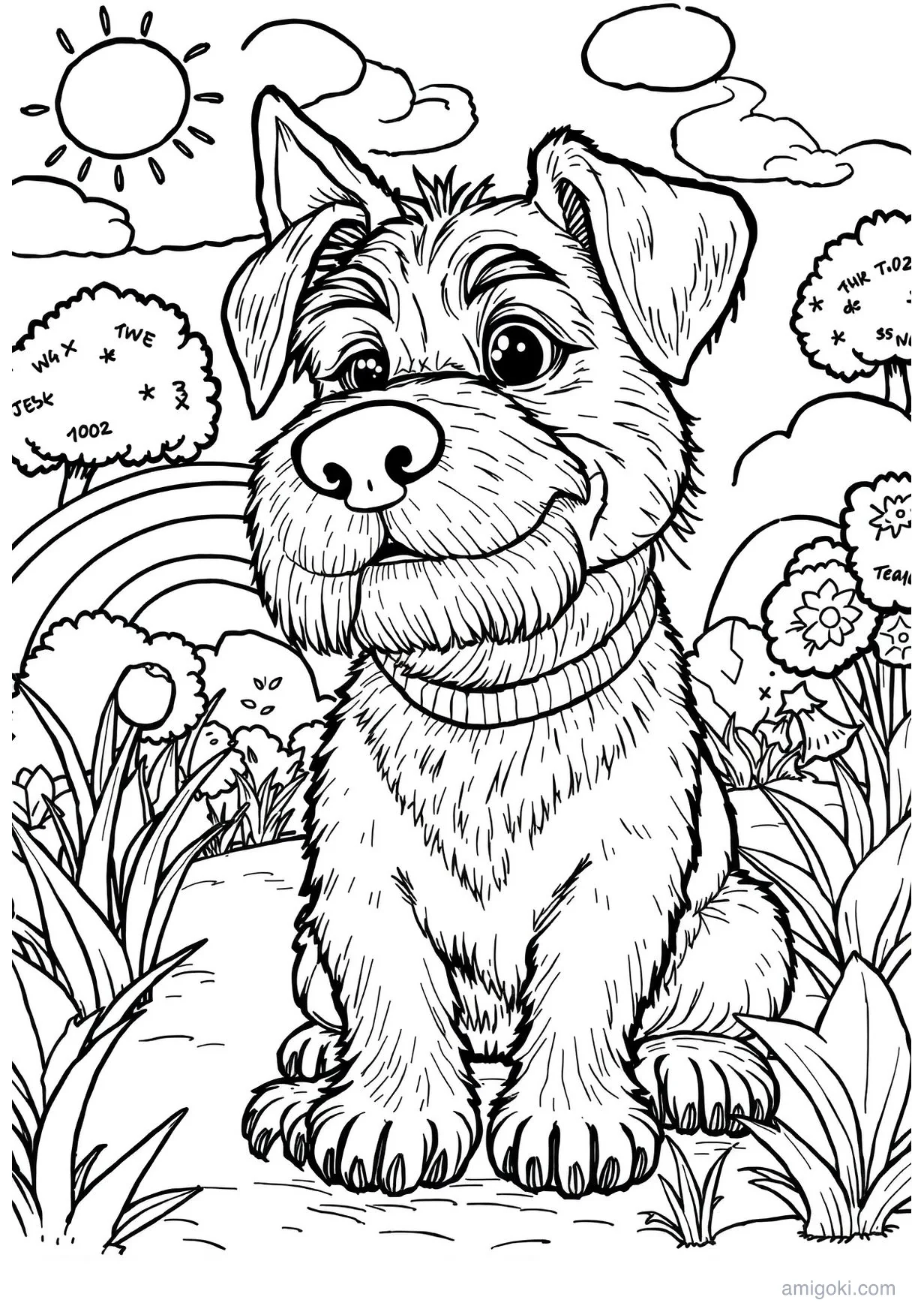 Dibujo de Perro caricatura para Colorear para Mayores de 6 Años