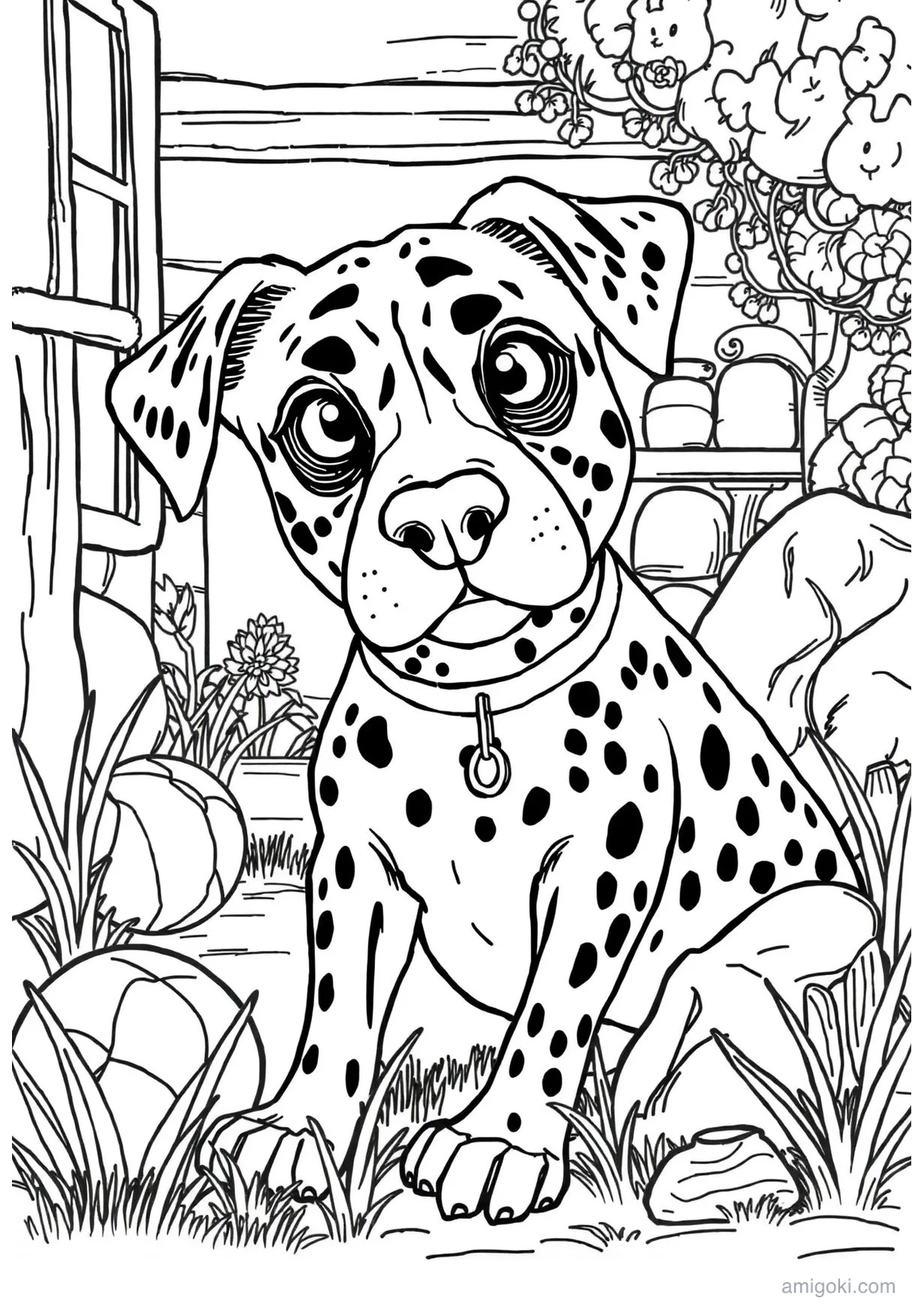 Coloriage de Chien Dalmatien pour les Enfants de 6 Ans et Plus