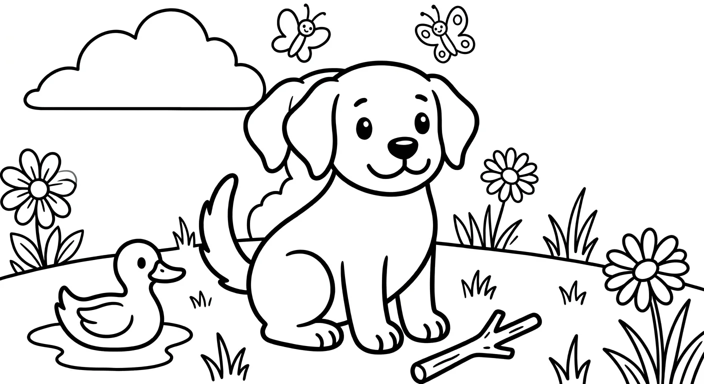 Desenho de Filhote de Labrador para Colorir para Crianças de 2 a 5 Anos