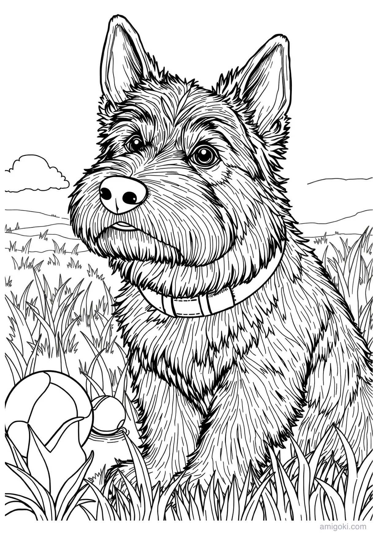 German Shepherd Dog Coloring Page for Kids Ages 6+
