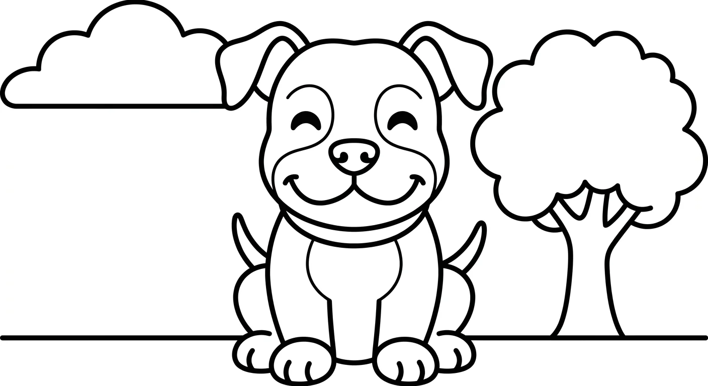 Desenho de Pitbull para Colorir para Crianças de 2 a 5 Anos